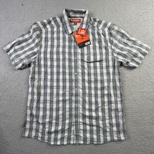 NEW Simms Big Sky SS Shirt Mens Large Storm Plaid UPF 50 Fishing Button Down NWT